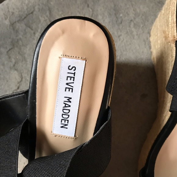 NWOT Steve Madden espadrille wedges black 8 9.5 - Picture 16 of 16